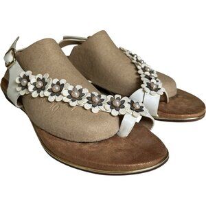 Spring Step Patrizia Sandal Women 9 Setrella Flower White Pearl Thong Sling Back